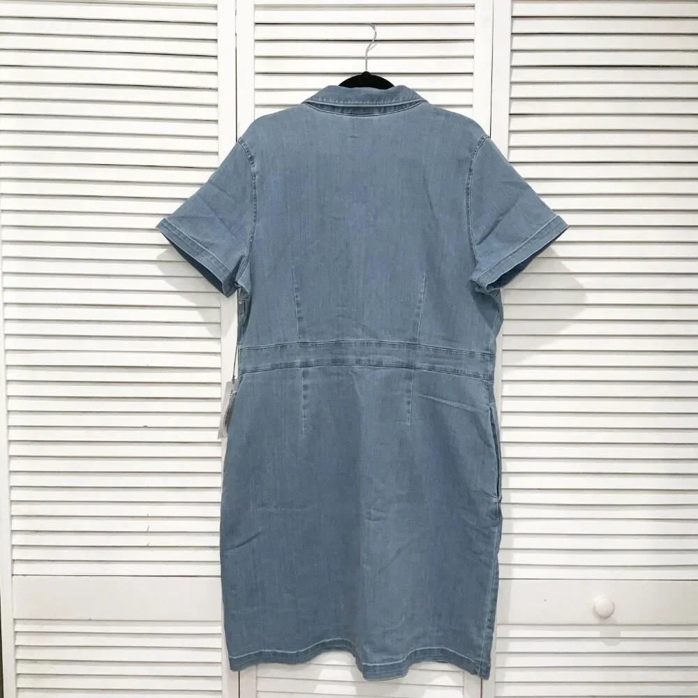 Liz Claiborne Denim Collard Short Sleeve Button Down Dress Size 16 - Picture 4 of 4